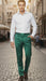 Mens Emerald Green Satin Slim Fit Dress Pants – Shiny Formal Party and Wedding Trousers