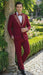 Men's Burgundy and White Embellished Tuxedo Suit – Slim Fit 3-Piece Formal Wedding, Prom, and Gala Outfit