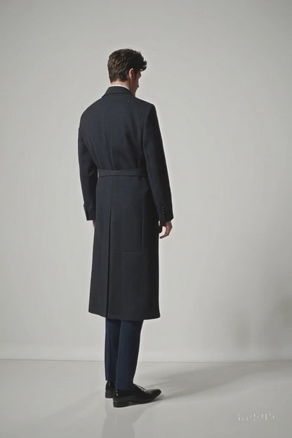 Mens Overcoat Mens Topcoat Mens Charcoal Belted Wool Dress Coat