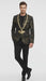 Men’s Black and Gold Embroidered Luxury Blazer – Designer Floral Pattern Wedding & Party Jacket (Sim534)