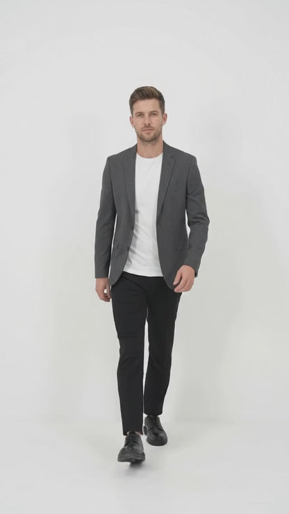 Men’s Charcoal Extra Slim Fit Blazer, Shorter Sleeve Shorter Jacket Formal Sport Coat