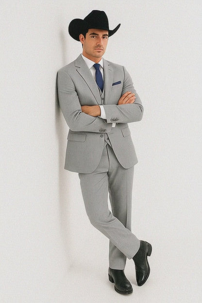 Western Suit - Trajes Para Hombres - Cowboy Formal Attire - Trajes De Novio - Light Grey