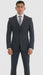 Vitali Brand Suits - 2 Button Sharkskin Textured Pattern Tapered Fit Suit Slim Fit With Vent Charcoal Online Discount Fashion Sale
