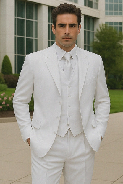 Longer Coat 4 Button White Notch Tuxedo -38\ 4 Button \Long Coat Tuxedo\
