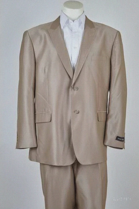 Beige Men's Classic Fit 2 Button  Suit
