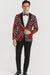 Mens Plus Size Blazers - Large Mens Blazers Mens Black ~ Red ~ White Paisley Blazer - Big and Tall Sport Coat With Bowtie