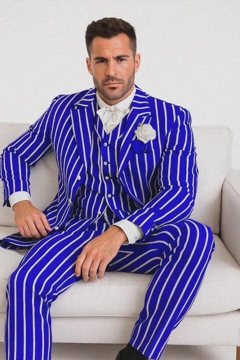 Royal Blue and White Pinstripe