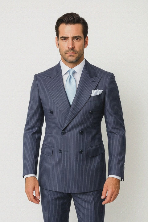 Navy with White Pinstripe
