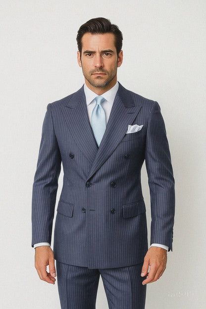 Navy with White Pinstripe