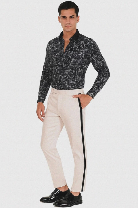 Men's Tuxedo Pants Flat Front Pants Ivory