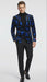 Men’s Black and Royal Blue Patterned Blazer – Paisley Floral Sport Coat Prom Jacket