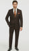 2TR Classic Fit - Executive Cut Poly-rayon Executive Pure Solid Brown Suit Notch Collar Pleated Pants