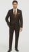 2TR Classic Fit - Executive Cut Poly-rayon Executive Pure Solid Brown Suit Notch Collar Pleated Pants