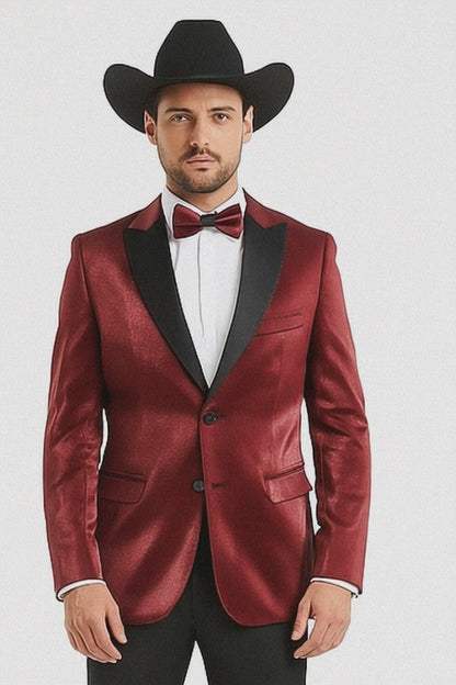 Men's Red 2 Buttons Slim Fit Solid Sharkskin Cheap Priced Blazer Jacket For Men Sportcoat