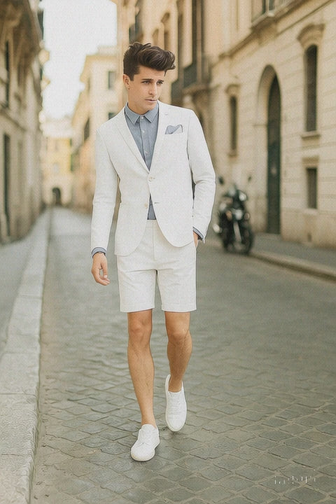 Men's summer business suits with shorts pants set