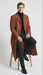 Men’s Full-Length Cognac Overcoat – Premium Wool-Blend Long Dress Coat for Winter and Formal Wear in Rust Brick Color