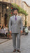 Mens Classic Wool Feel Double Breasted Glen Plaid Suit in Grey
