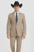 Men's 2 Button Sand  Two-Piece Classic Fit Side Vents Cheap Priced Business Suits Clearance Sale