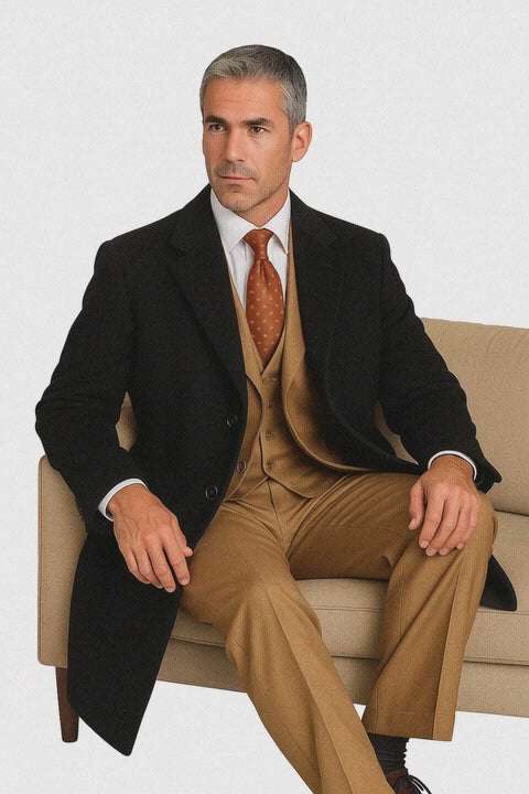  Men's Overcoat Wool 3 Buttons
