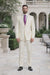 Designer Brand Men'S Shiny Off-White Two-Button Two-Piece Slim Fit Suit