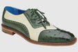 Belvedere Sesto Forest Green / Cream Genuine Ostrich Quill  Italian Calf Wingtip Shoes