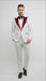 Men’s White and Dark Red Pinstripe Tuxedo with Velvet Shawl Lapel – Formal Dinner Blazer Prom Christmas New Year Holiday Suit