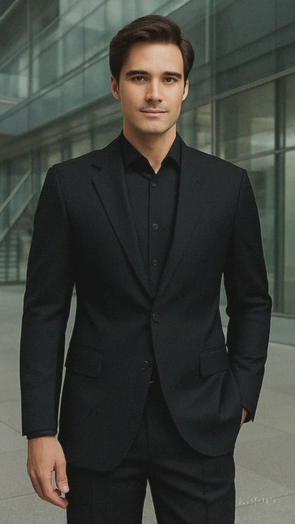 Batman V Superman Bruce Wayne Men's Black Peak Lapel Vested Wool Blend Suit
