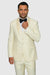Mens Wool One Button Modern Fit Vested Shawl Prom Tuxedo in Ivory