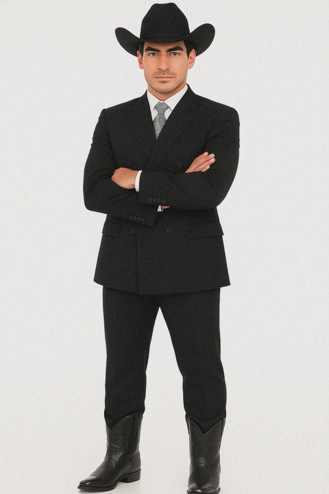 Brand New Solid Black Double Breasted Suits 100% Wool Fabric Super 150s Wide Suits Side Vent (pleated or Flat Front Pants)