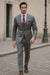 Mantoni Suit - Signature Menswear Wool Fabric SuitsOutlet - Brand Men's Slim-fit Grey patterned 2-button Suit - High End Suits - High Quality Suits