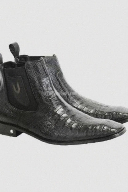 Men's Black Vestigium Boots Genuine Caiman Belly Chelsea Boots