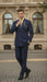 Men’s Navy Blue Double-Breasted Tuxedo with navy Satin Peak Lapel Wedding Suit