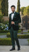 Men’s Dark Green Velvet Tuxedo Dinner Jacket – Slim Fit Formal Blazer with Satin Peak Lapel Lape