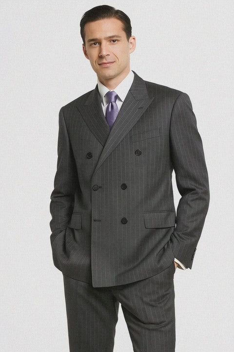  Charcoal Pinstripe Double Breasted Suits