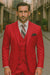 Mens All Season Suit Brand 3 Piece Vest Designer Classic Dress 2 Button Trendy Red Suit