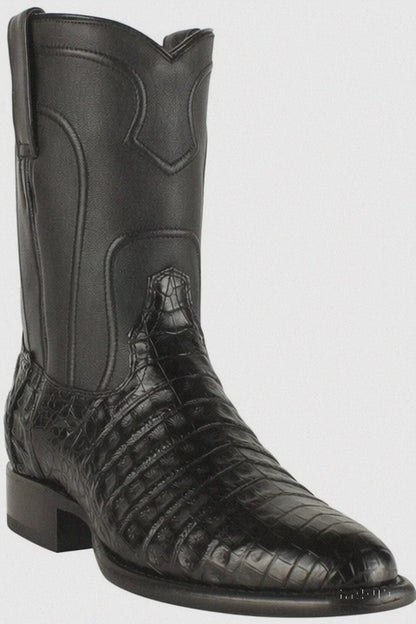 Black Caiman Belly Roper Boots