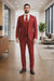 Rossiman Suits Brand - Plaid Textured Double breasted Style - Windowpane Pattern in Color Red and Blue