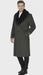 Mens Full Length Olive Overcoat with Black Fur Collar – Luxury Wool Fabric Winter Long Coat in Hunter Green