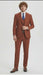 Men’s Orangish Rust Brown Three-Piece Suit –   Slim Fit Jacket, Vest and Tailored Pants in Brick Color
