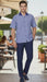 Men’s Blue and White Vertical Stripe Short Sleeve Shirt Set – Casual Summer Two-Piece Outfit  With Walking Suit Plus Matching Pants