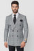 Suits With Baggy Pleated Pants - Wide Leg Pants 100% Wool - Classic Fit in Black and White Plaid Color by Rossiman
