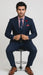 Vitali Brand Suits - Slim Fit 2 Button Sharkskin Textured Pattern Tapered Fit Suit With Vent Dark Blue Online Discount Fashion Sale