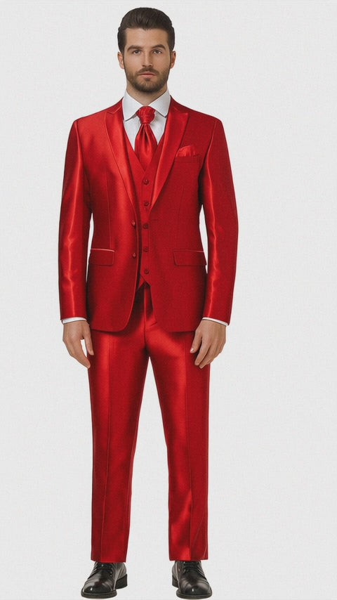 Sateen Flashy Suit - Red