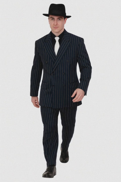 Chalk Double Breasted 6 On 2 Men'S Any Color & Bold White Pinstripe Suit