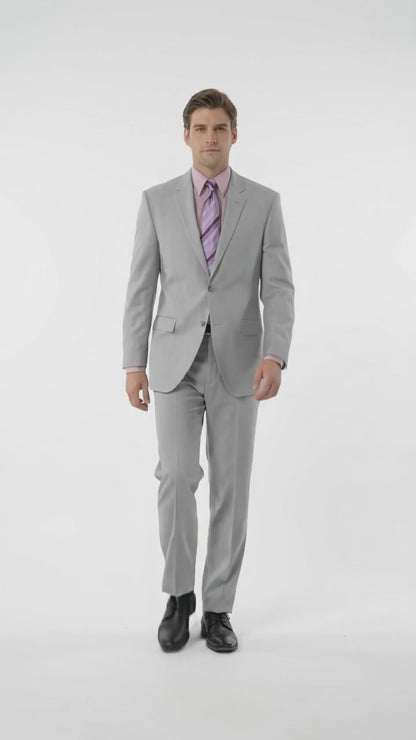Men’s Silver 2-Button Suit – Classic Formal Wedding, Prom & Business Suit
