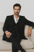 Black Birdseye Pattern Slim Fit Men's Two Button Vested Suit