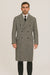 DBCoat Men's Dress Coat Double Breasted Black ~ White Six Button Gray Herringbone Tweed Overcoat Full length