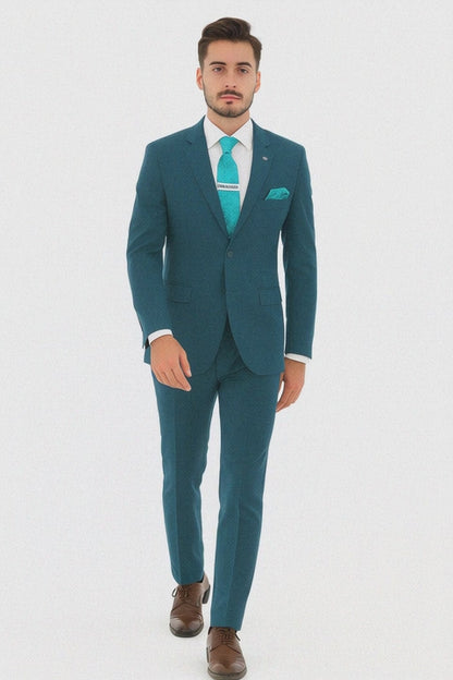 Men's Two Button Teal Suit