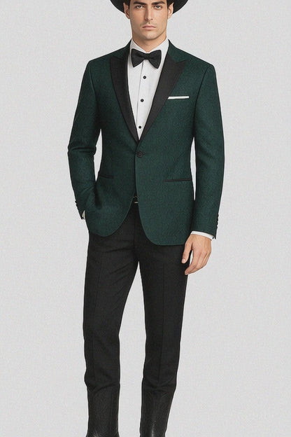 Western Suit - Trajes Para Hombres - Cowboy Formal Attire - Trajes De Novio - Peak Lapel Single Breasted Green Suit