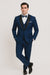 Mens One Button Shawl Lapel Suit Navy Blue